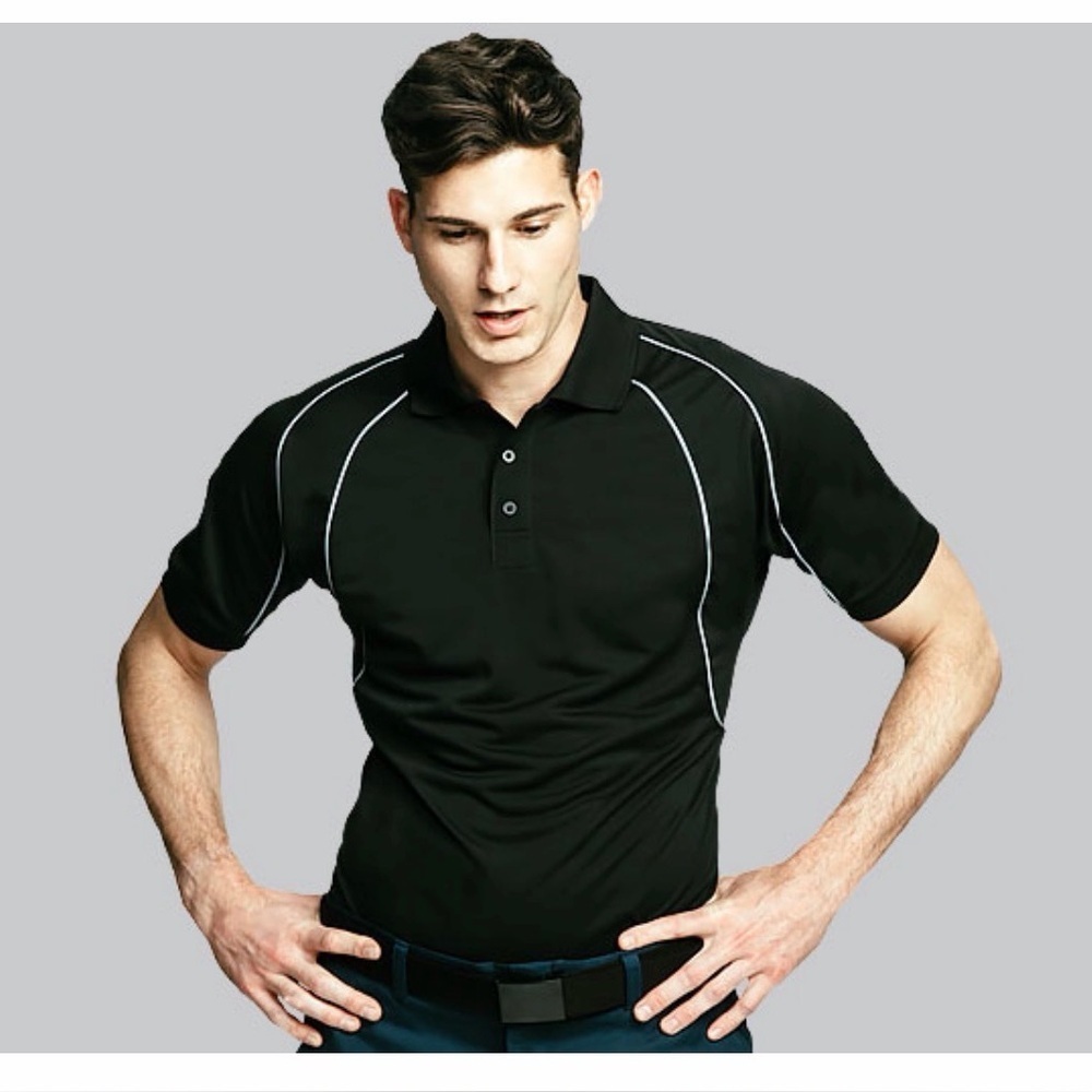 Aramark Classic Black Flex fit Polo Shirt with White Trim size 1XL R